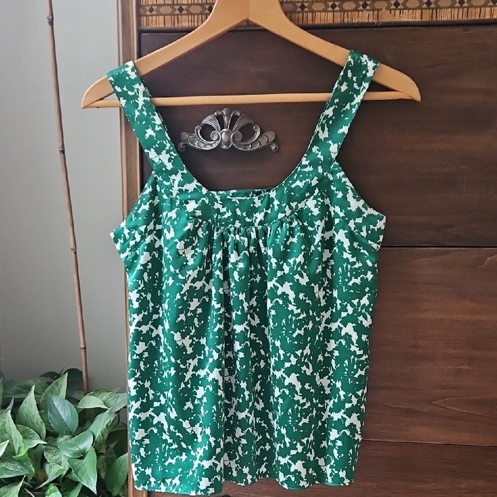 Green and White Women's Top